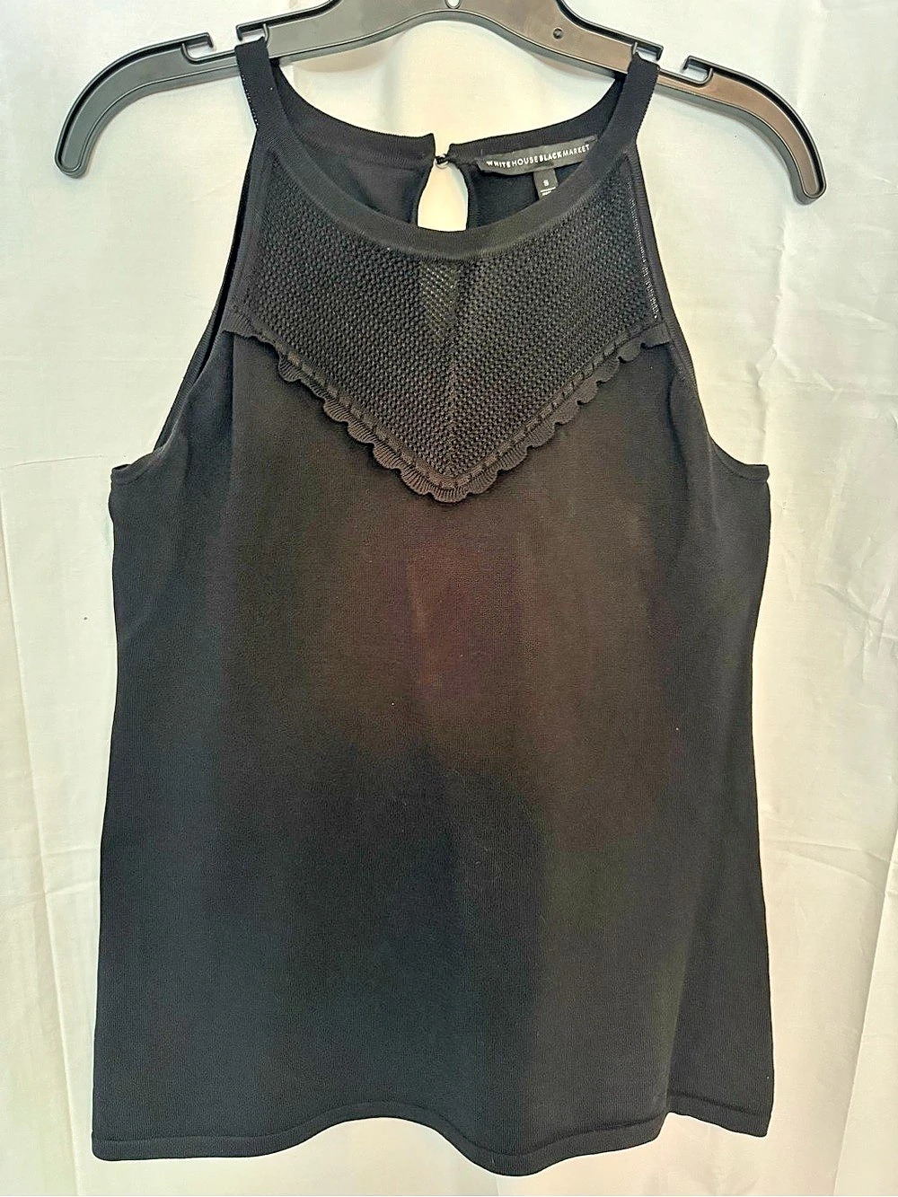 White House Black Market Black Mesh Detail Tank Top Size Small